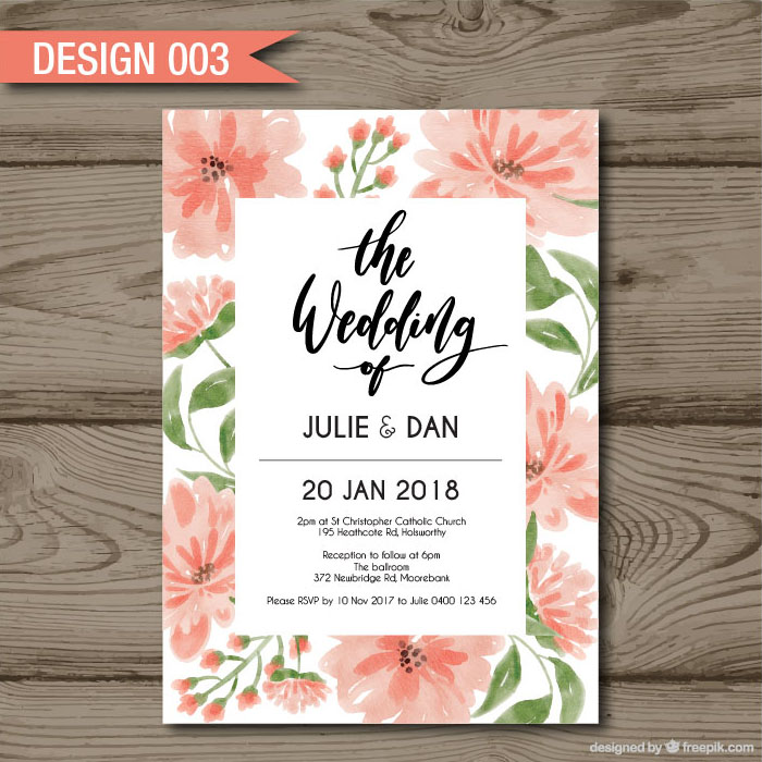 A6 Size Personalised Invitations & Envelopes